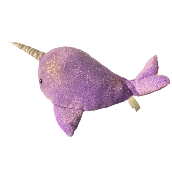 Aurora World Purple Pink Glitter Sparkly Narwhal Plush 10" Destination Nation - Picture 2 of 6